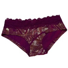 Victoria  s Secret PINK VTG Y2K Extra Low Rise Metallic Print Lace Hipster Small