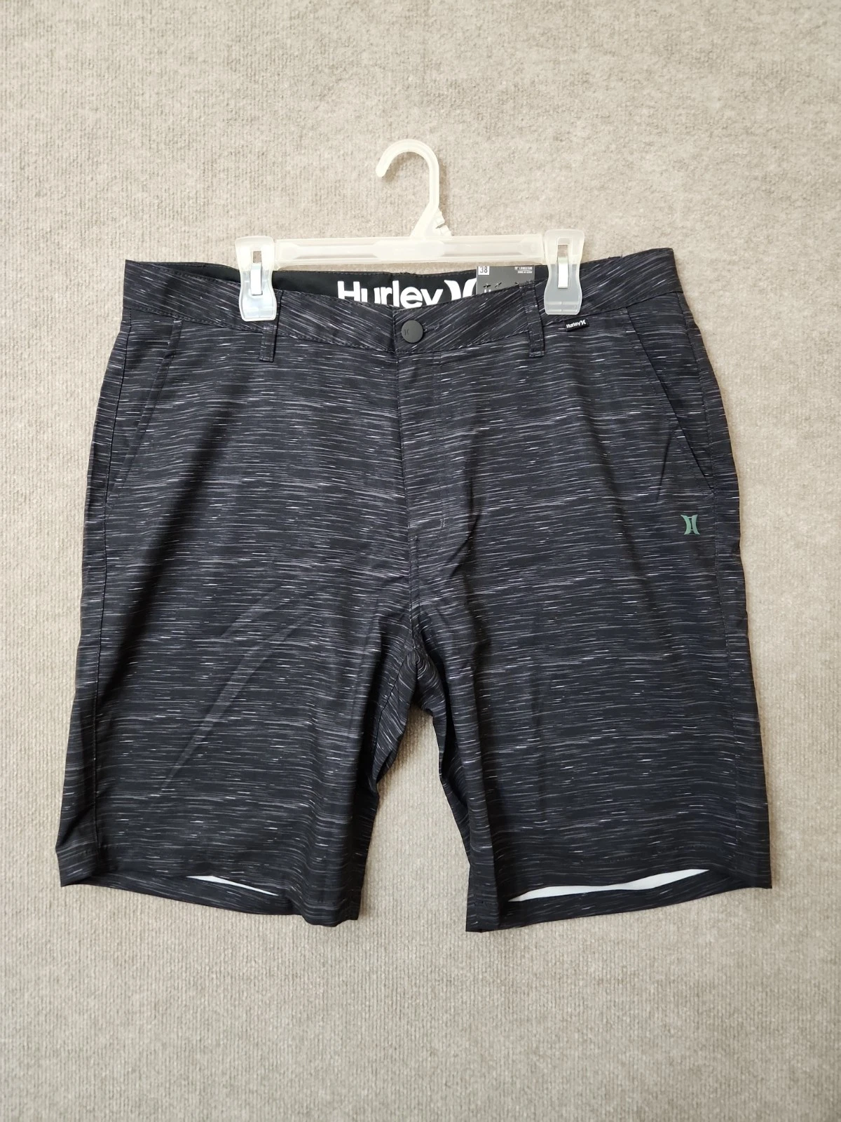 Hurley Hybrid Walk Shorts Mens 38 Heather Black Lightweight Stretch NEW