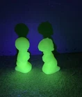 Fenton  Satin  Uranium Light Green Glass Praying Boy and Girl Figurines 4”
