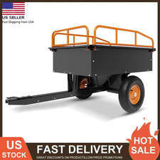 Heavy Duty ATV Trailer Steel Dump Cart Tow Behind, 750 lbs 15 Cubic Feet, Garden