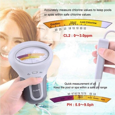 Neu Pool Wasser Analysegerät LCD Multifunktionsgerät CL2 Chlor und PH Tester DHL
