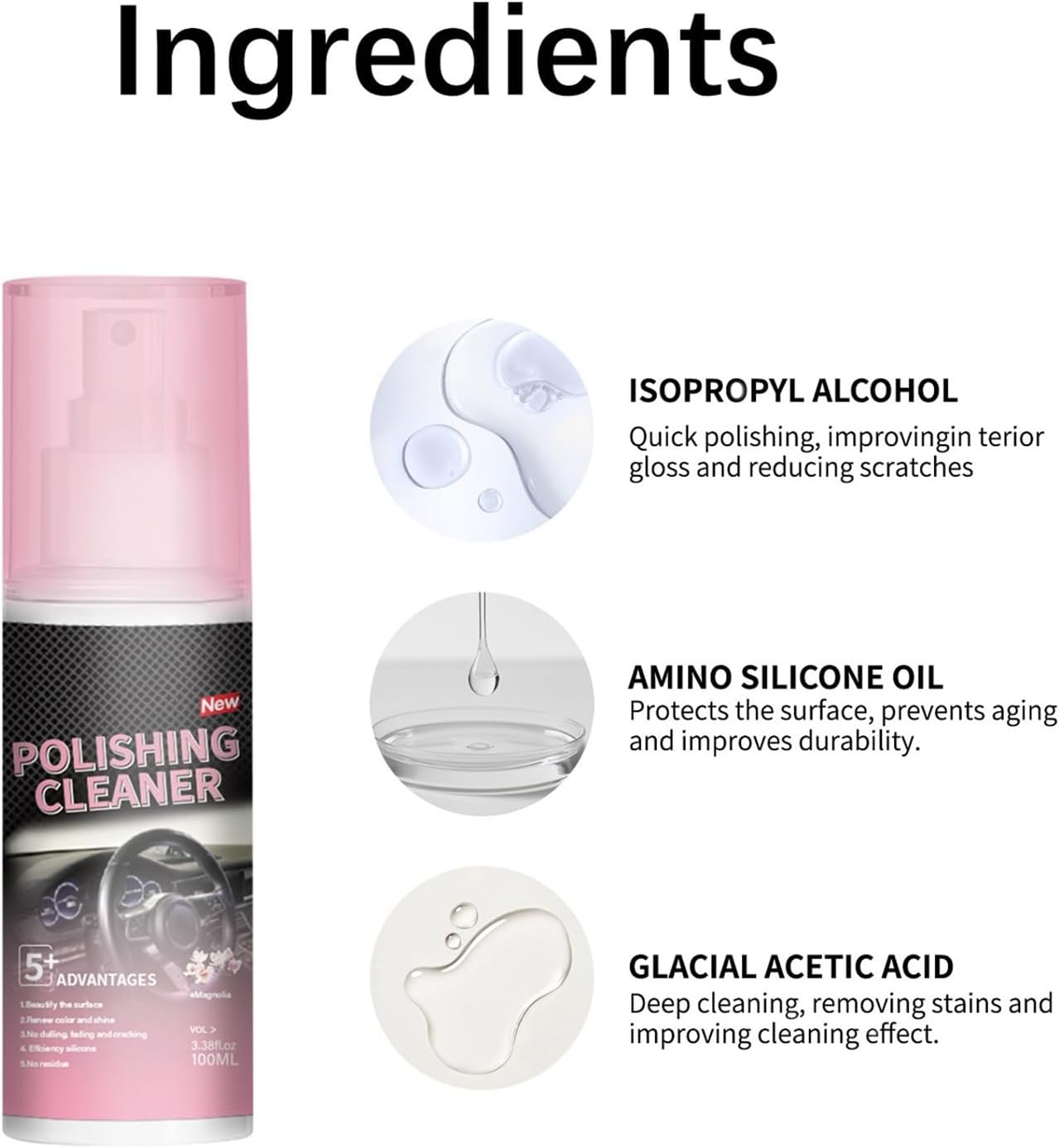 2PCS New Polishing Cleaner Car Interior, Interior Detail Spray, Cleaning & Decon