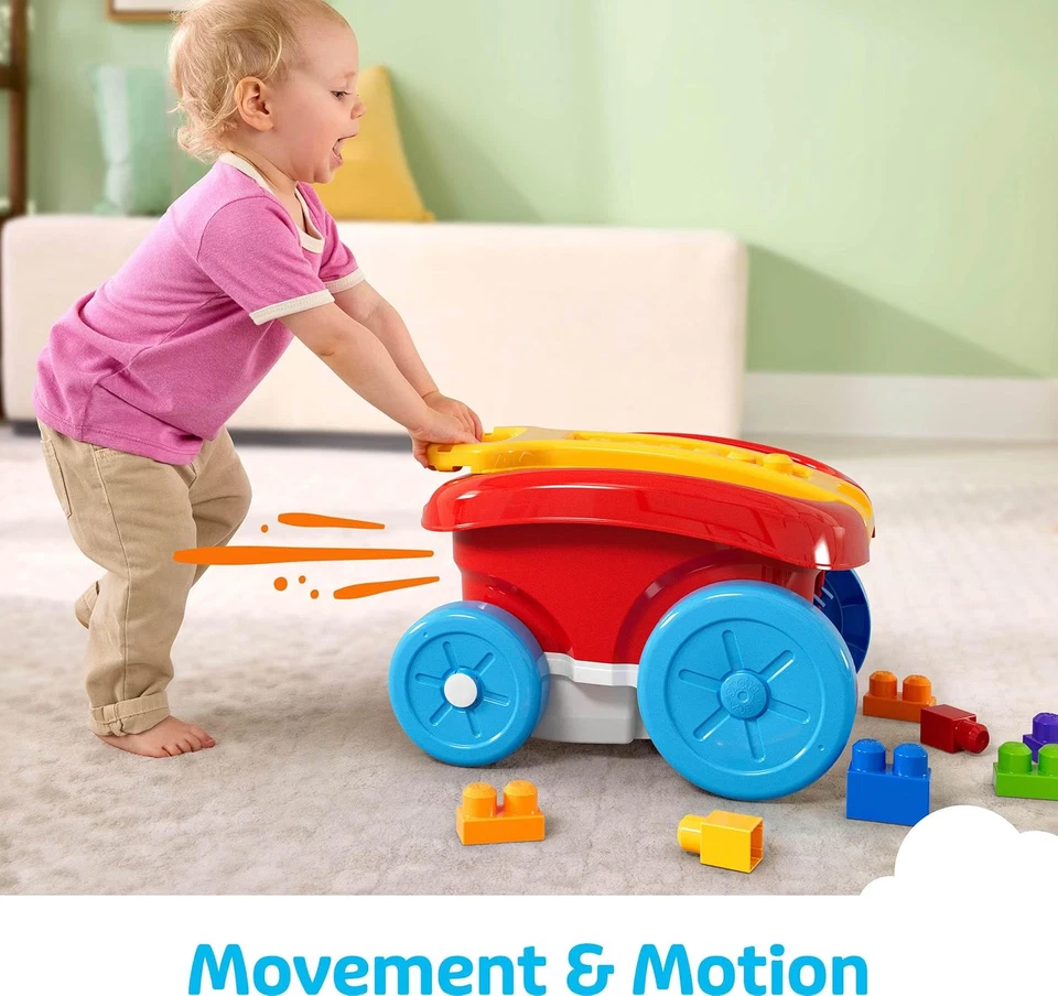 MEGA BLOKS First Builders Block Scooping Pull Wagon 20 peças e armazenamento embutido - Imagem 3 de 4