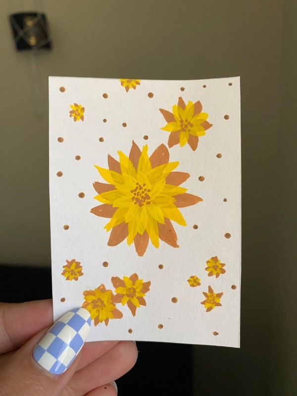 ACEO Original Acrylic Painting 2.5 X 3.5”. Sunshine Flowers