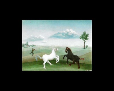 Ivan Generalić Horses Playing Hlebine Croatia Naive Art Print 8x10 Matted Decor