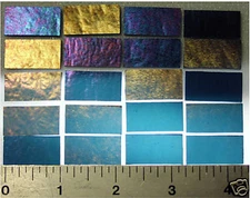 1108.31- 20 IRIDIZED MARINE BLUE 1/2"x 1" BULLSEYE 3mm THICK GLASS 90 COE