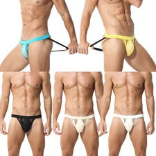 Men Jockstrap Gay Underwear Pouch T-back Breathable Mesh Underpants Shorts