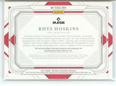 2021 National Treasures Shadowbox Swatch Signatures Rhys Hoskins