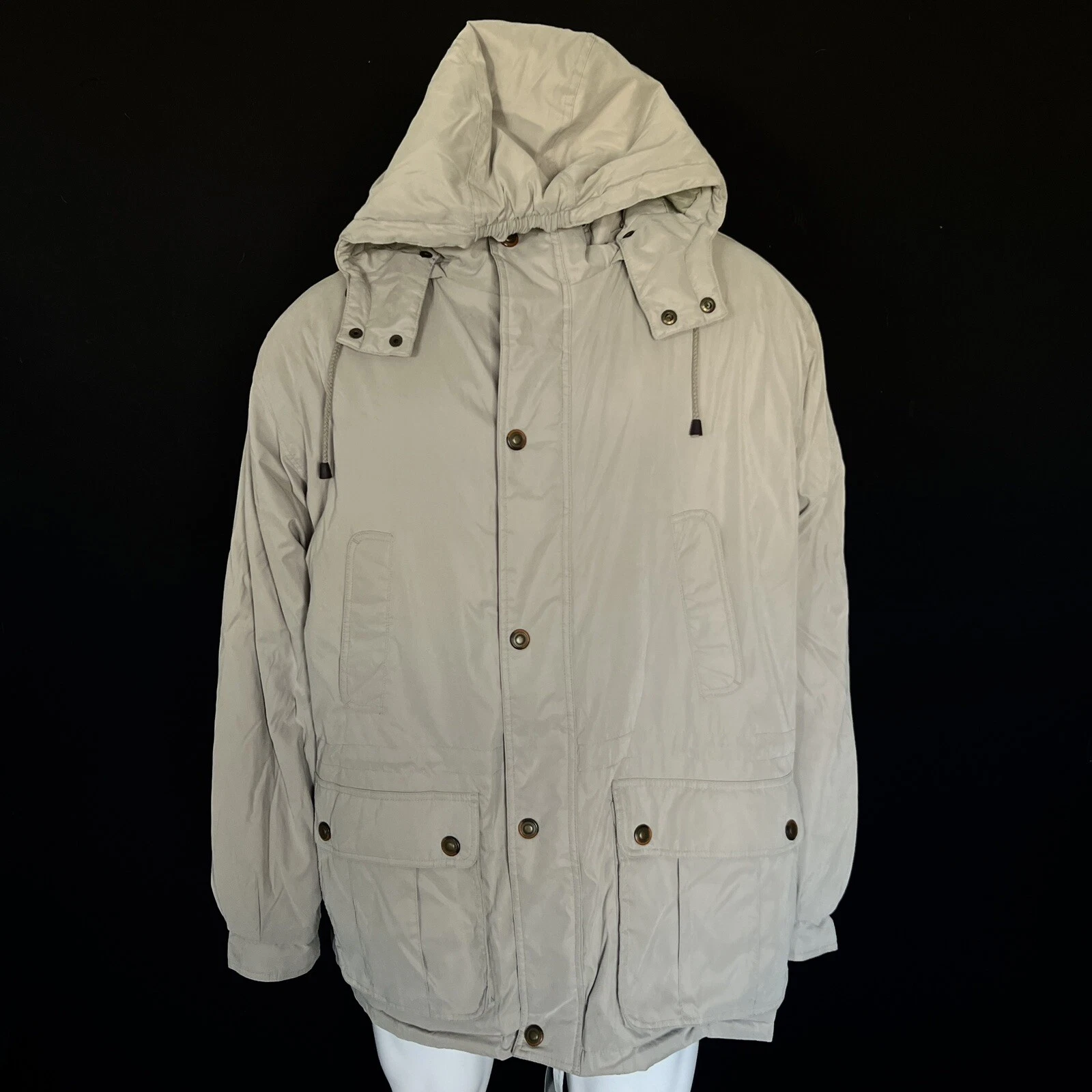 Croft And BARROW MEN'S COAT XXL Stone Beige Insulated Hooded Parka - VTG NEW
