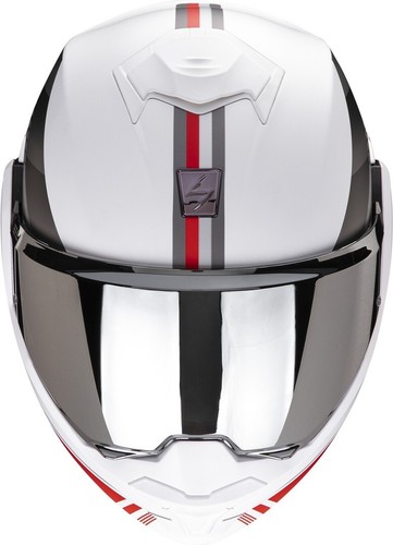Motorradhelm Modular 22.06 Scorpion Exo Tech Evo Genre Matt White Red TG XL - Picture 3 of 4