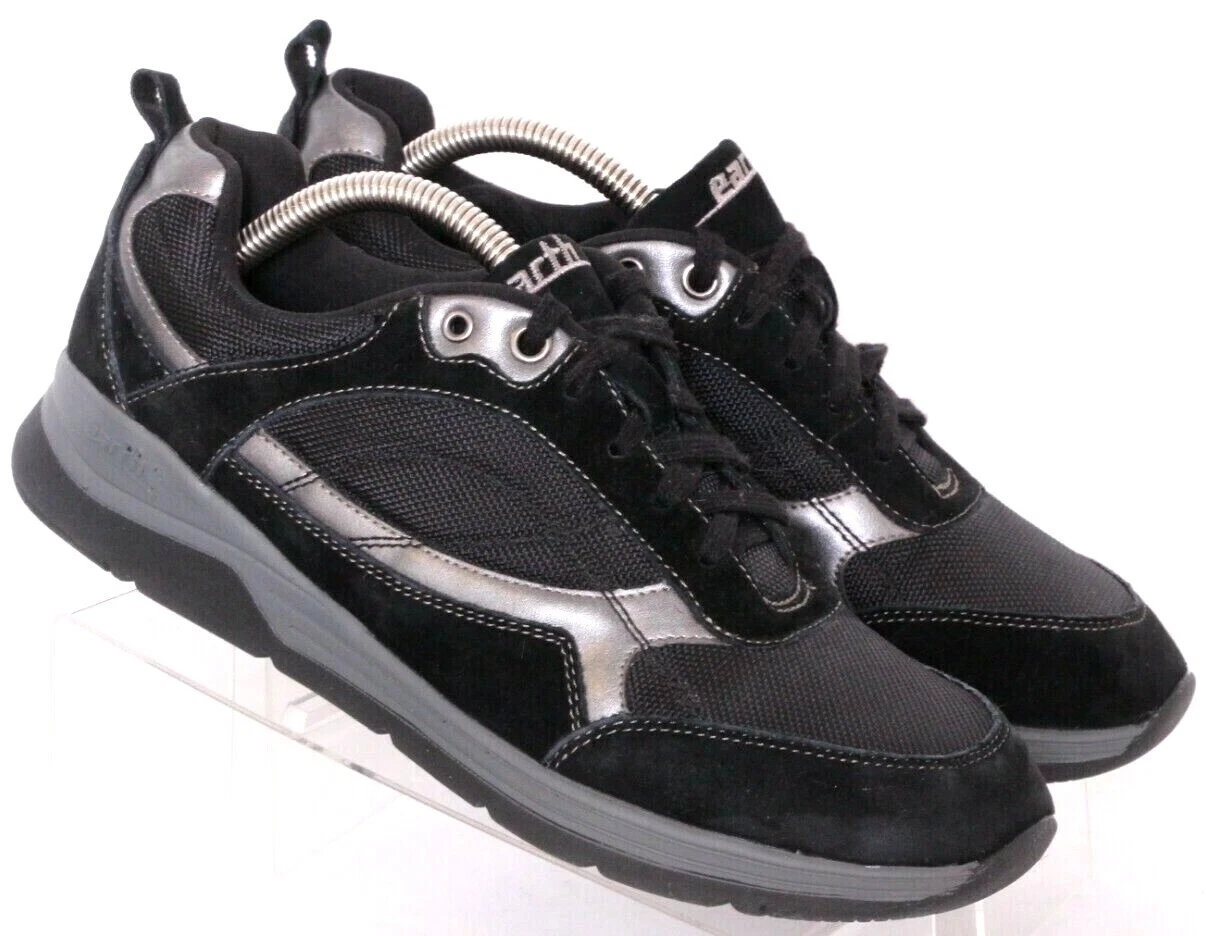 Earth Traveler Black Gray Leather Lace Up walking Sneakers Shoes Men's 9.5 B