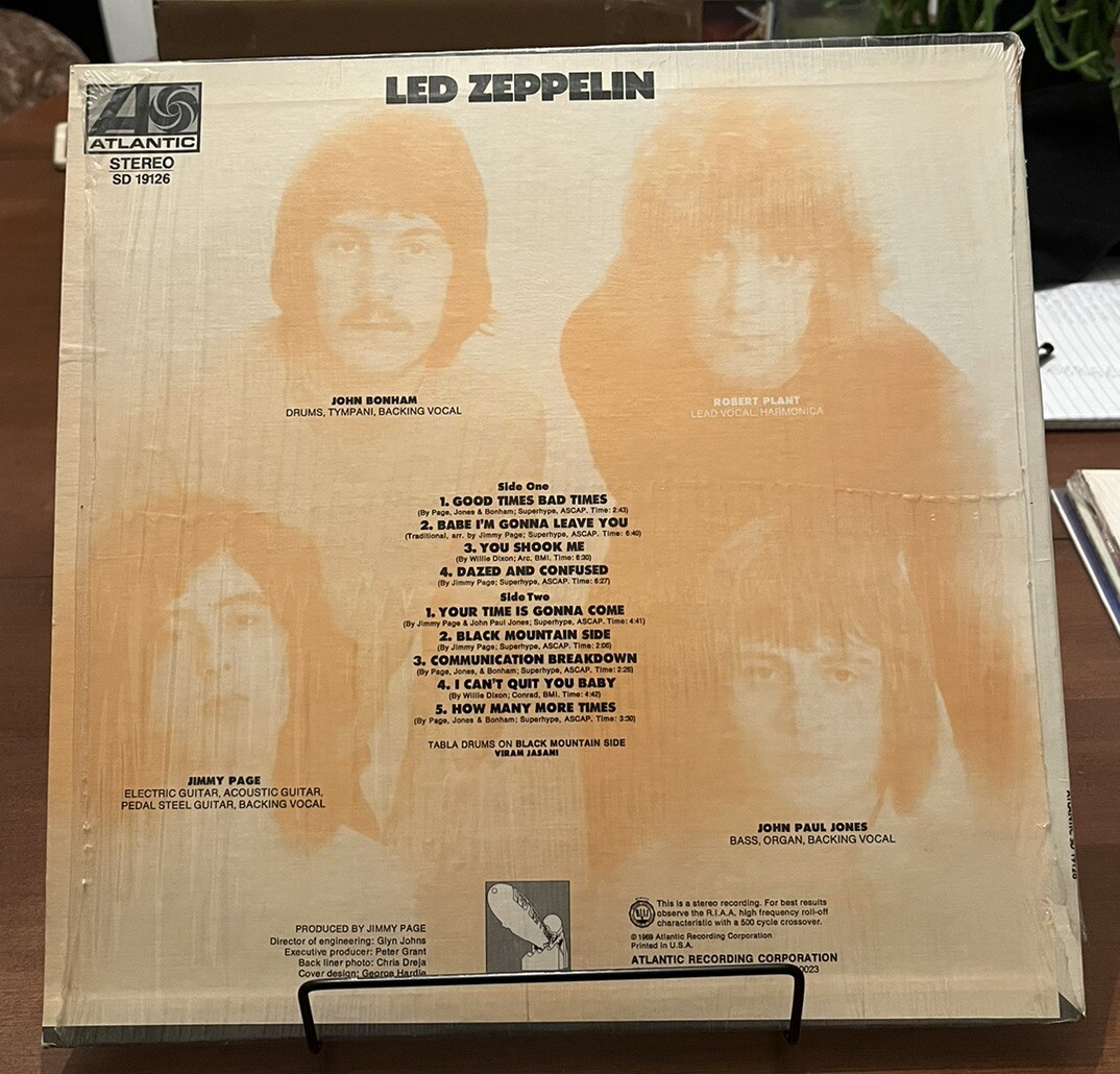 Led Zeppelin Self Titled Lp In Shrink Atlantic SD 19126 Inner 1969