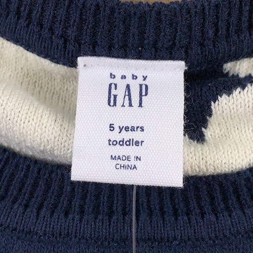 GAP Toddler Girls Size 5 Navy White Stars Printed Crew Neck Pullover Sweater NWT - Picture 2 of 4