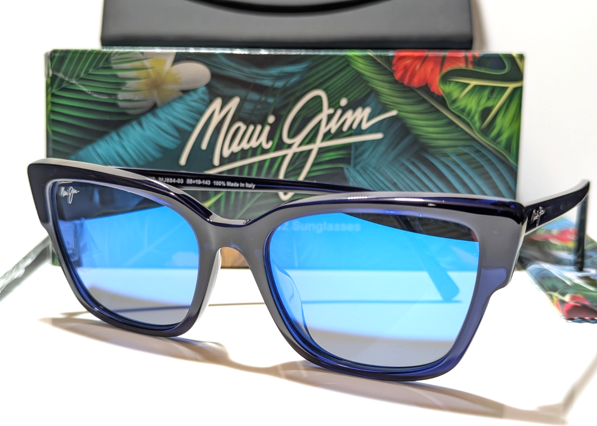New Maui Jim Kou Cat Eye Navy Blue Polarized Blue Hawaii Lens Sunglasses B884-03 NEW Maui Jim Kou Cat Eye Navy Blue Polarized Blue Hawaii  main image 3