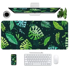 Large Mouse Pad Waterproof Green Desk Mat PU Leather Waterproof Computer Gami...