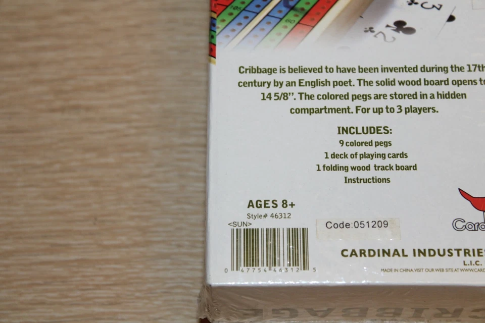 New Cardinal Classic Games Solid Wood 3 Track Cribbage Board Game #46312 - Image 3 of 4