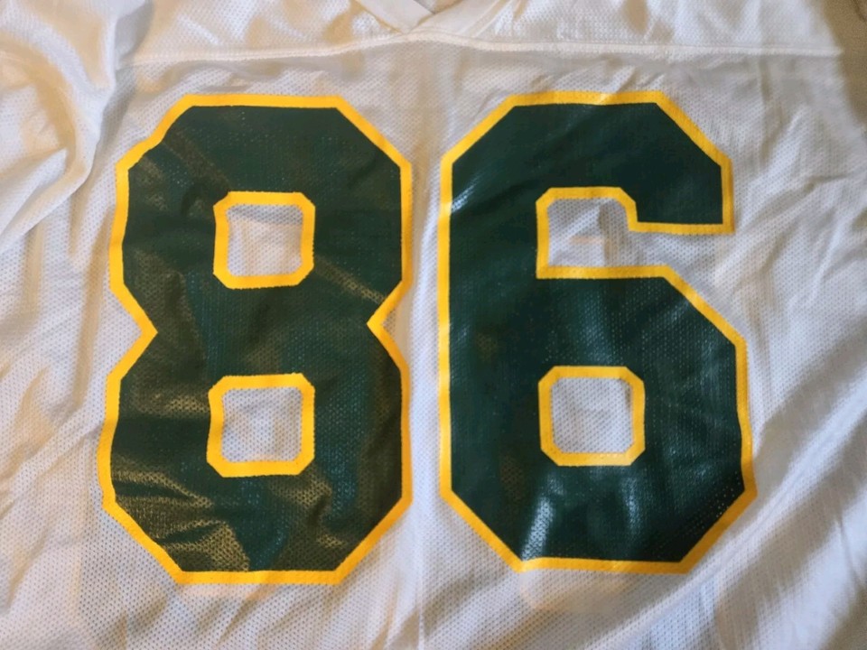 Vibtage Champion White Mesh Foorball Jersey 86 Size Xl Green/Yellow