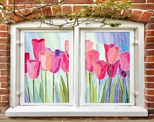 3D Red Lily A396 Window Film Print Sticker Cling Stained Glass UV Zoe