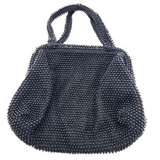 Vintage Purse Beaded Black Party Bag 1950  S Prom Wedding Disco Grannycore