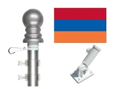 Armenia 3'x5' Polyester Flag & Spinner Flagpole Set w/Adjustable Bracket