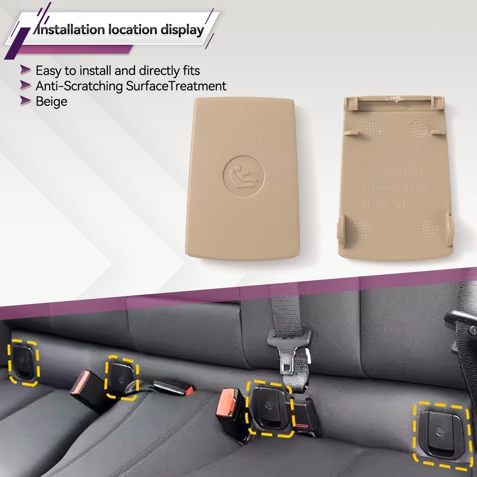 Rear Seat Child Hook Anchor ISOFIX Cover Beige For BMW E30 E90 1 3 Series X1 E84 Foto 3 de 4