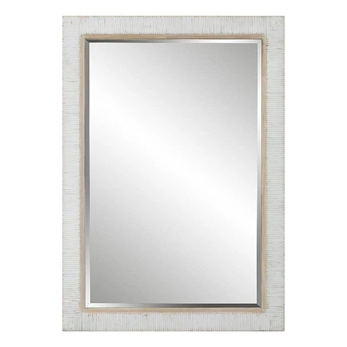 Uttermost Cape Farmhouse Style Rattan and Oak Mirror in White Finish - Picture 4 of 8