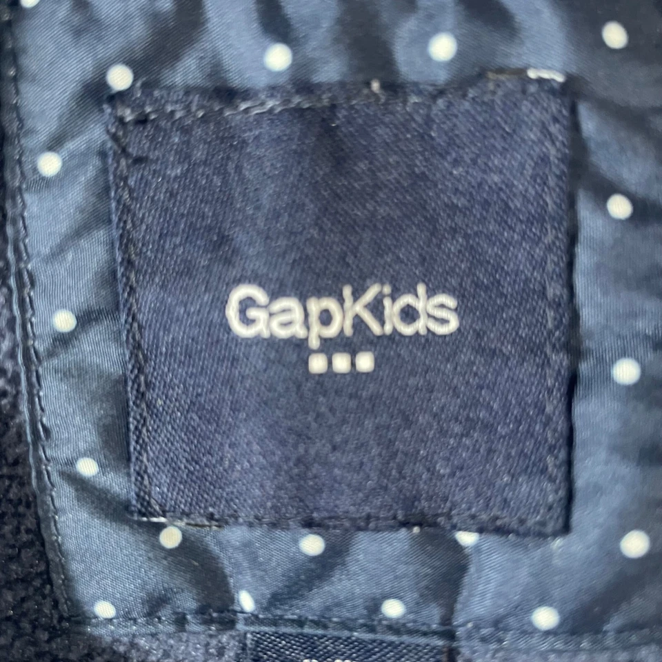 GapKids Polka Dot Puffer Jacket Faux Fur Hood Navy Blue Size XXL Gorpcore Winter - Image 4 of 4