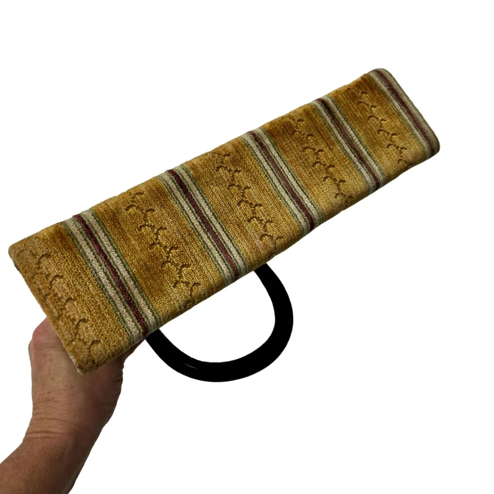 Vtg 60's Mel Ton MoD IRRIDECENT GOLD Stripe Hand Bag CARPET Purse VELVET Satchel - Image 4 of 4