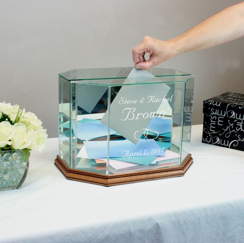 Personalisierte Glas Hochzeitskartenbox Geldkartenbox - kostenlose Gravur - Bild 7 von 14