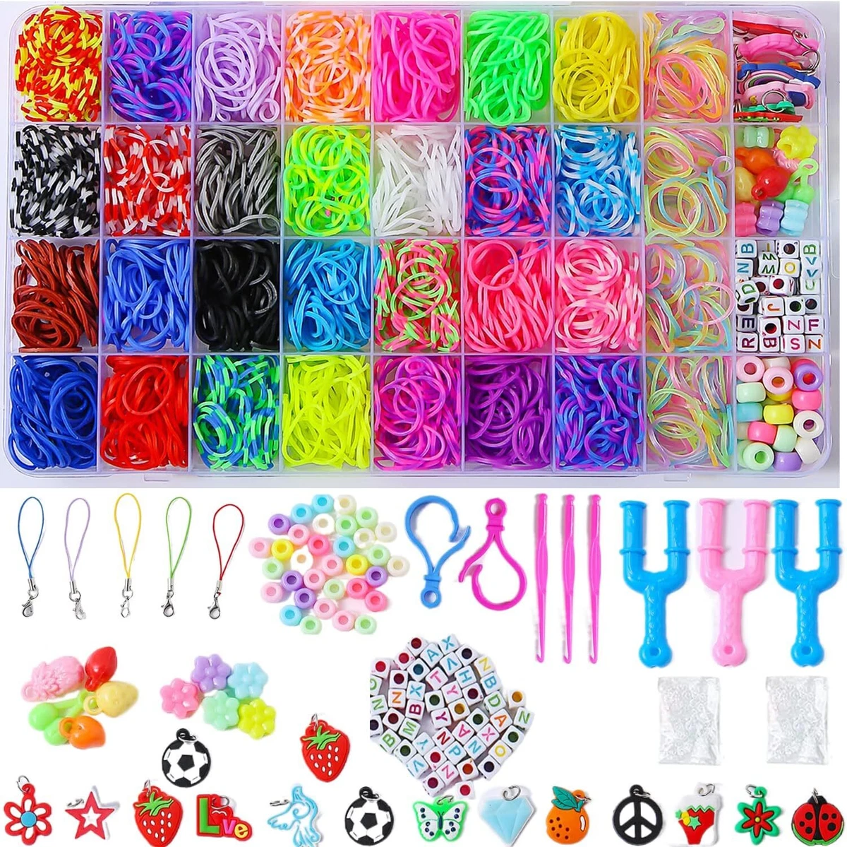 11,900+ Premium Rubber Bands Refill Loom Set, LauCentral 28 Colors Weaving  Wonder Loom Bracelet Making Kits with 600 Clips 200 Beads 25 Charms for  Kids Girls for Creativity Birthday Gift DIY Craft