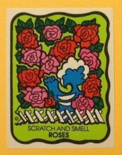 VTG 80s MELLO SMELLO Scratch Smell Sniff Sticker MATTE Flowers ROSE Scent NOS