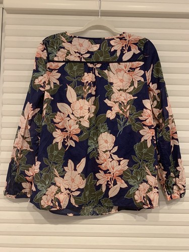 Top Talbots donna blu medio rosa floreale cottagecore 100% cotone ragazza morbida - Foto 2 di 11