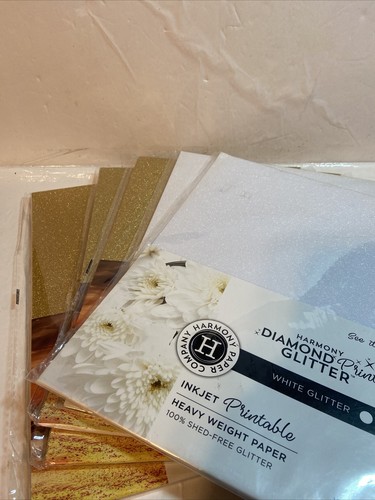 White$Gold Glitter Card Stock Paper 