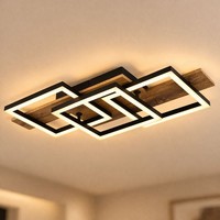 Deckenlampe Deckenleuchte Wohnzimmerlampe Holzoptik Opal Quadrat Led L 58 Cm