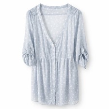 Torrid Sheer Kimono Duster Button Front Polka Dot Blue Gray Womens 3X