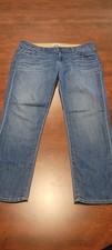 Paige James Crop Jeans 29 Low Rise Blue Denim Distressed Made in USA Womens