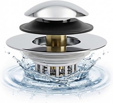 3 in 1 Bathtub Drain Stopper and Hair Catcher, Universal Pop-Up Tub Plug with