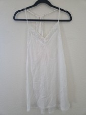 Womens Victoria Secret Vtg Silk Blend White Bridal Slip Dress Lace Trim Sz M