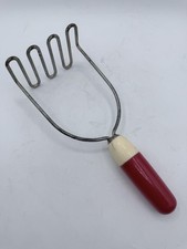 Vintage Potato Masher Red & White