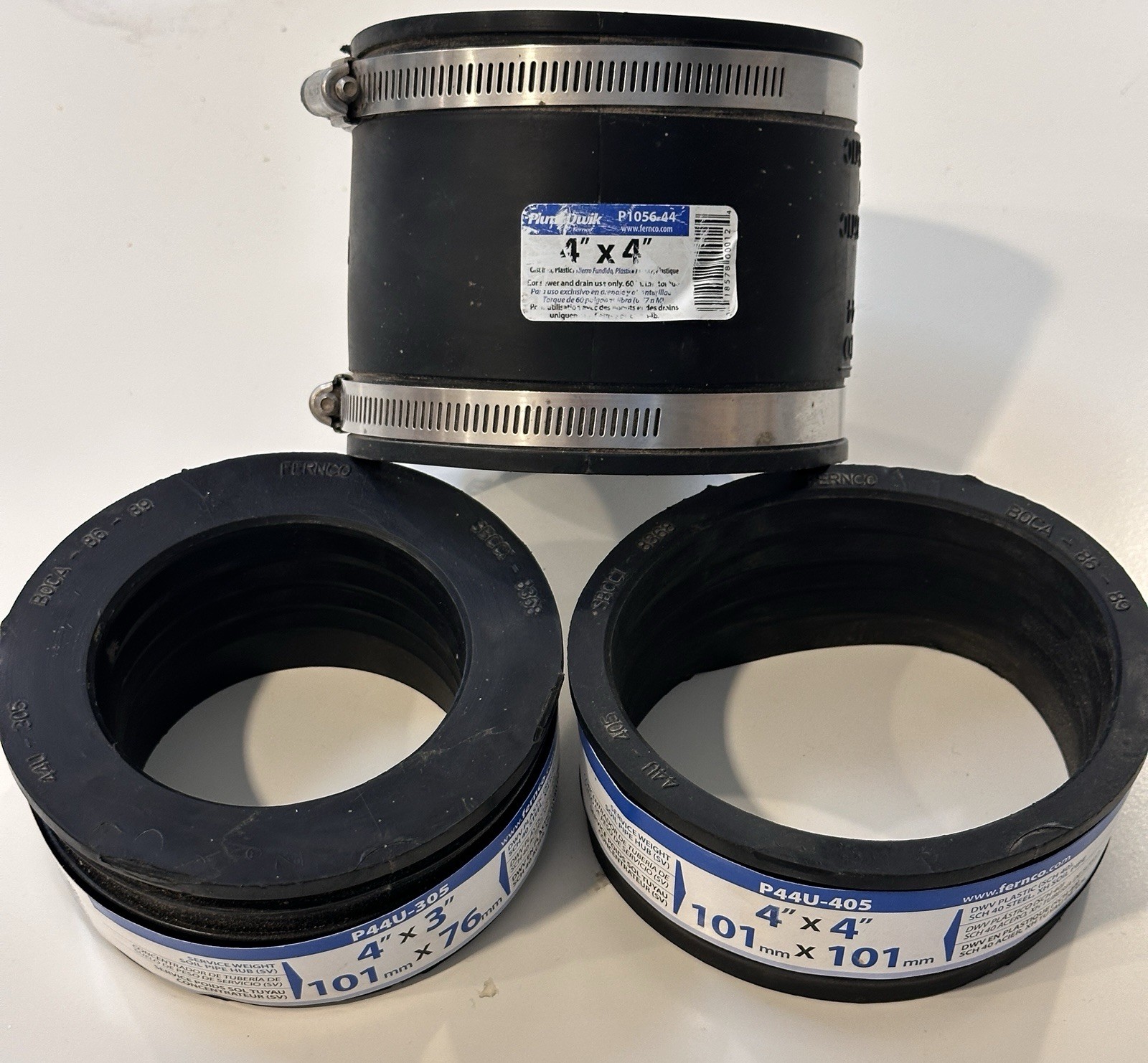 Plumbing supply lot rubber pipe couplers SUPER LOW PRICE fernco
