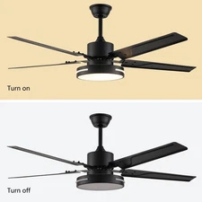 3-Color Modern Outdoor Ceiling Fan W/ LED Light + Remote Control Silent Motor