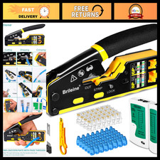 Pass-Through RJ45 Crimp Tool Kit for Ethernet Cables - Cat5 Cat5e Cat6 Compatibl