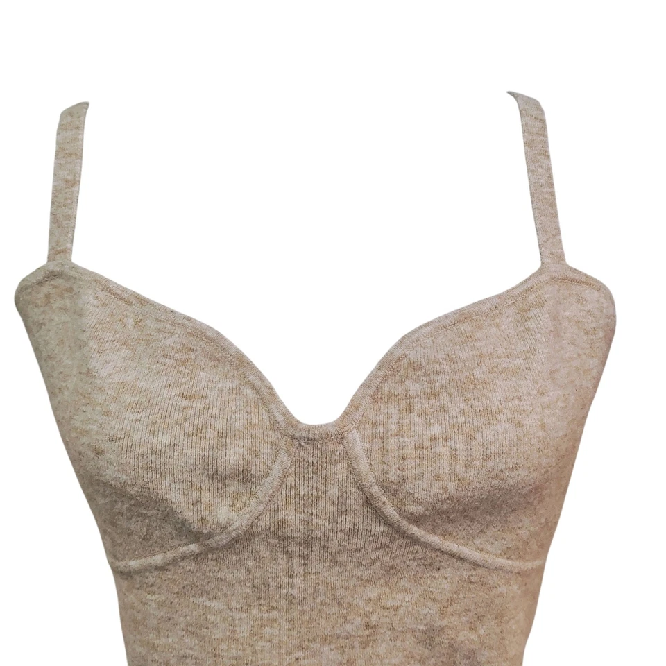 Regata Aritzia Wilfred Cashmere Blend Bustier crop top em camadas bege feminina GG - Imagem 4 de 4