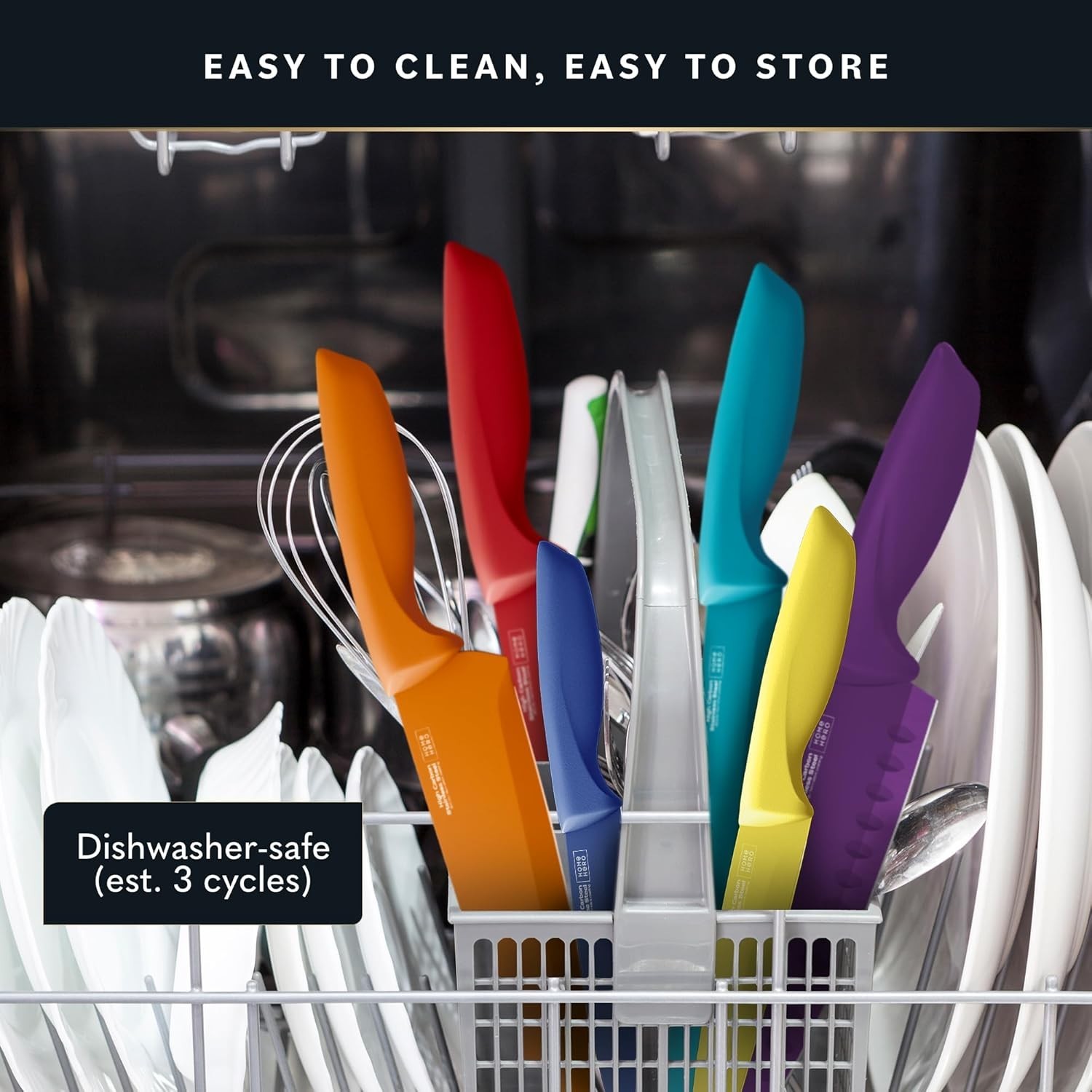 Juego de cuchillos de cocina con bloque de afilador integrado,16pcs Profesional