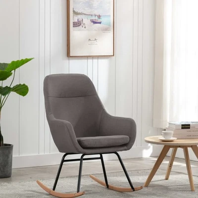 Chaise à Bascule Gris Clair Tissu Siège Fauteuil Salon Maison Intérieur vidaXL - Photo 1/3