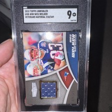 WES WELKER 2010 Topps Unrivaled Game Jersey #UVR-WW Patriots 218/349 SGC 9 Pop 1