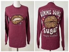 Simply Southern Small Tee Shirt Spread Kindness Leopard Lips Gimme Some Sugar