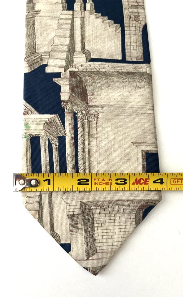 Structure Silk Repp 领带蓝色棕褐色意大利建筑柱拱门寺庙 — 第 3/4 张图片