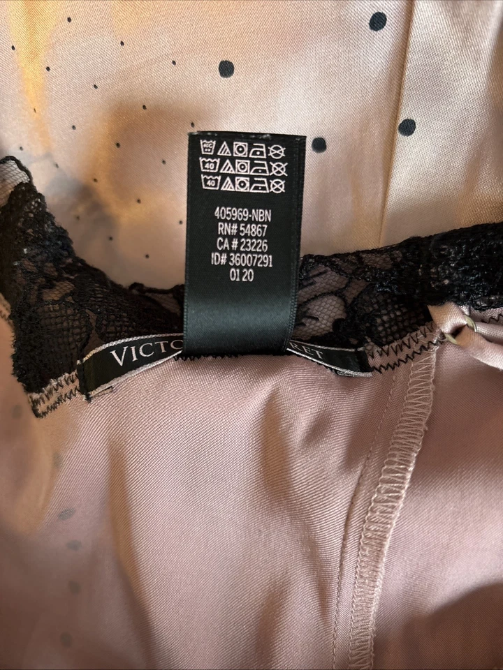 VESTIDO LENCERÍA VICTORIAS SECRET satinado Y2K talla XS negro encaje/rosa estampado Foto 3 de 4