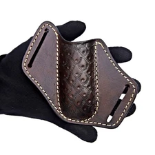 Leather Knife Sheath for Belt Pocket Folding Knife Holder Compact Draw Knifes...